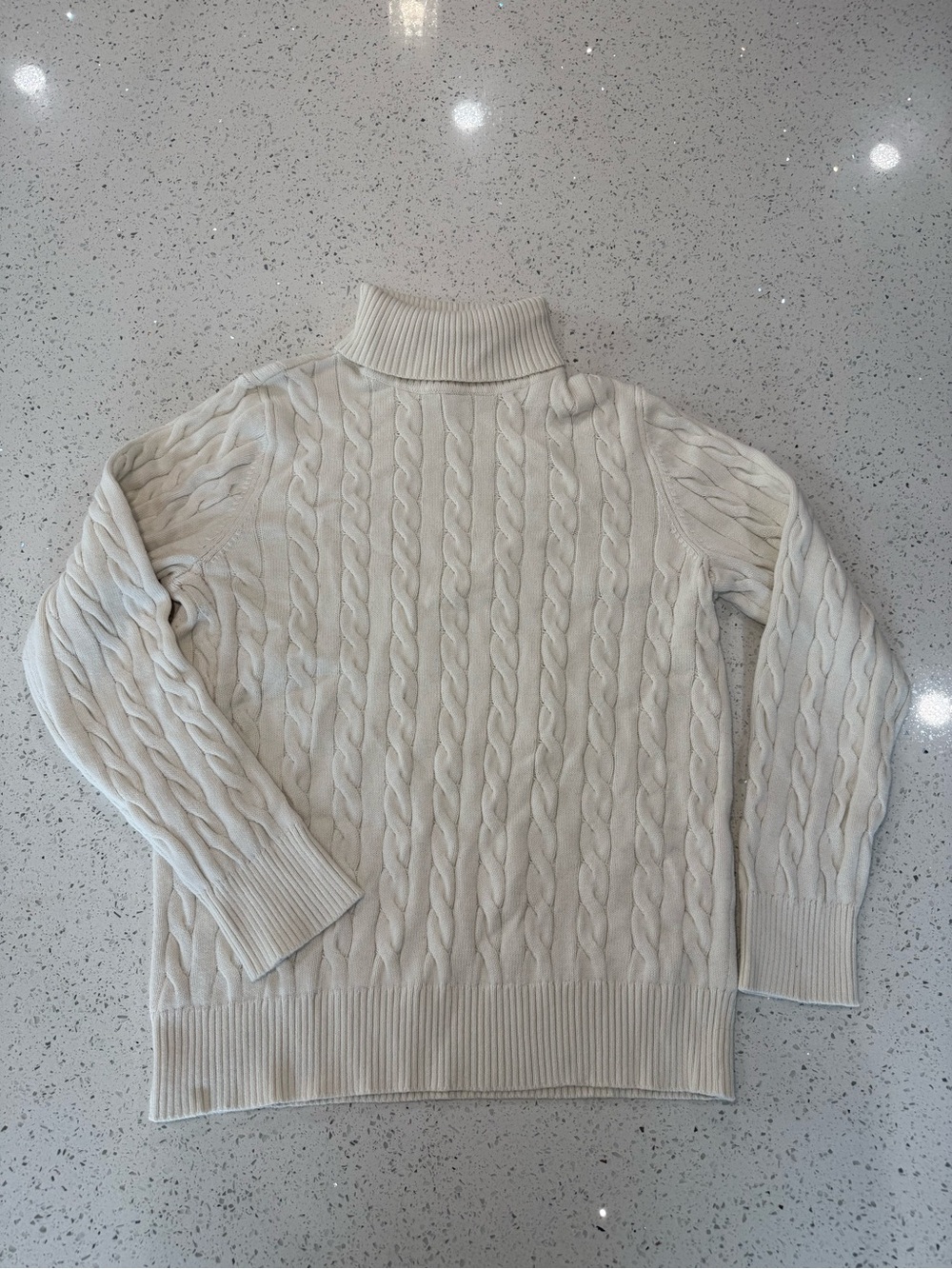St. John's Bay cotton blend Cream Cable-Knit Turtleneck Sweater